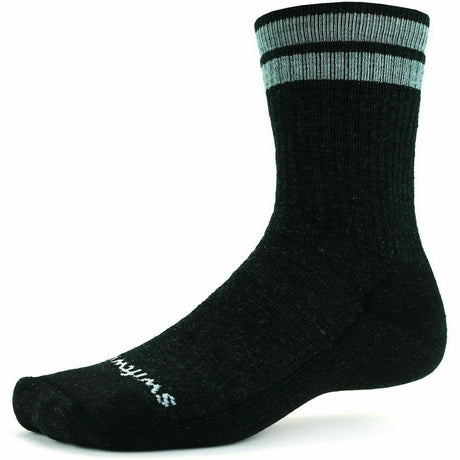 Swiftwick Pursuit Six Medium Hike Socks  -  Medium / Charcoal Heather Stripe