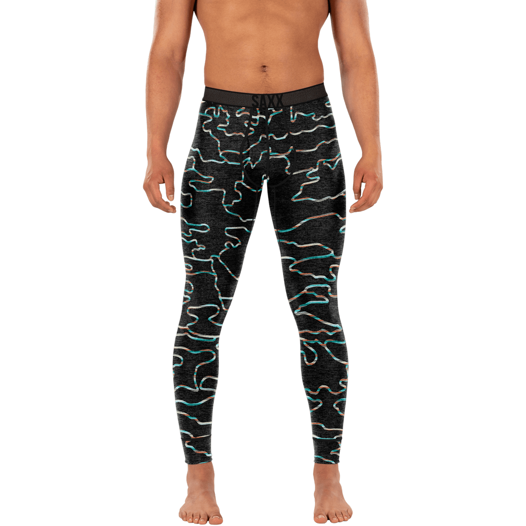 SAXX Mens Roast Master Mid-Weight Base Layer Bottoms  -  Small / Get Out Camo/FD Black