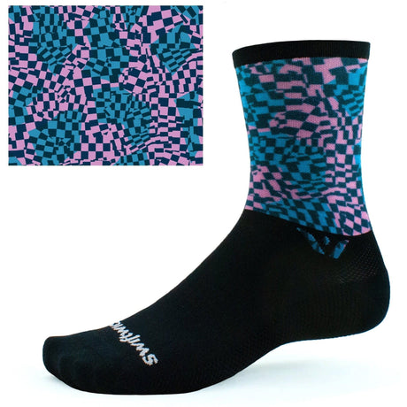 Swiftwick Vision Six Impression Crew Socks  -  Small / Impression Checkered