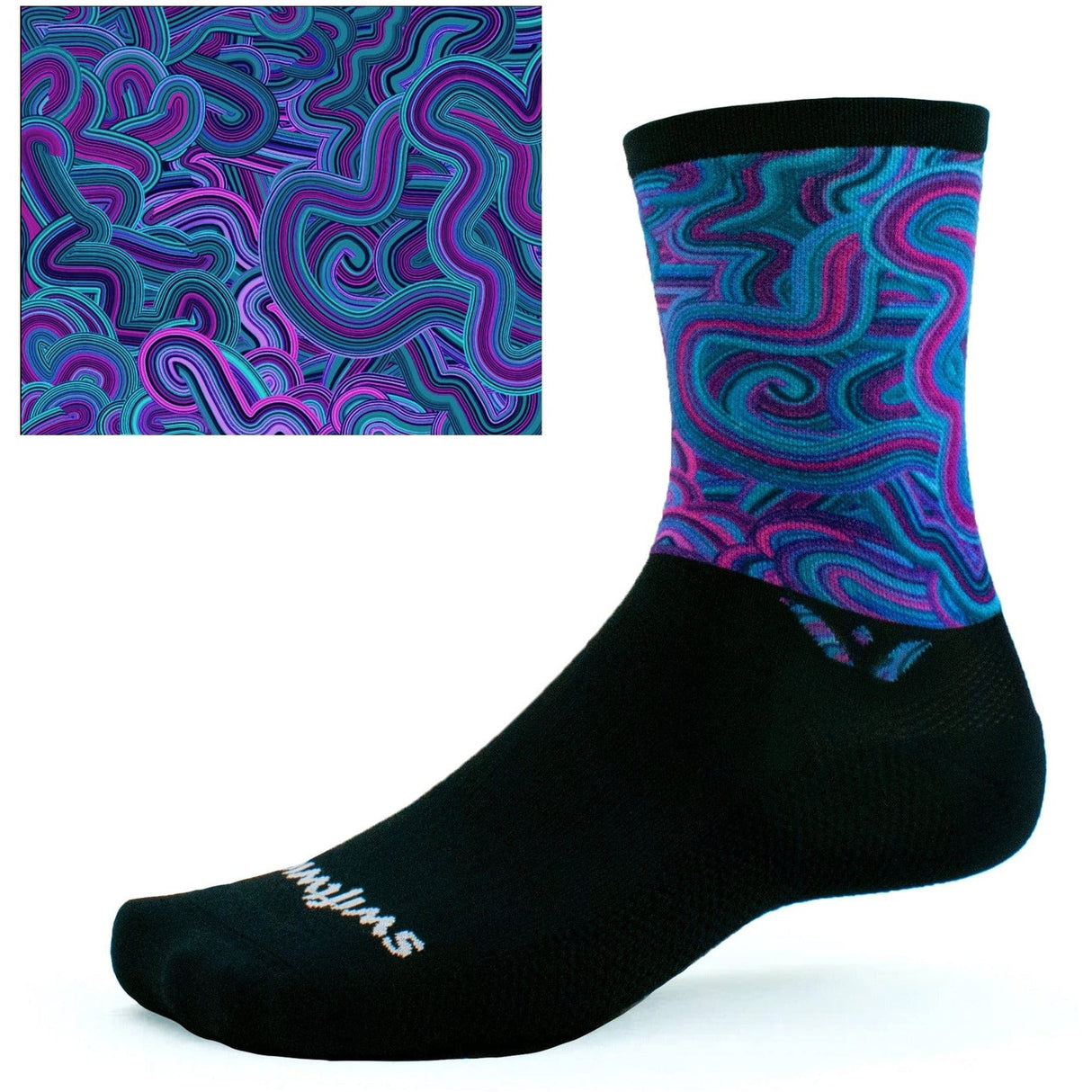 Swiftwick Vision Six Impression Crew Socks  -  Small / Impression Electrowave