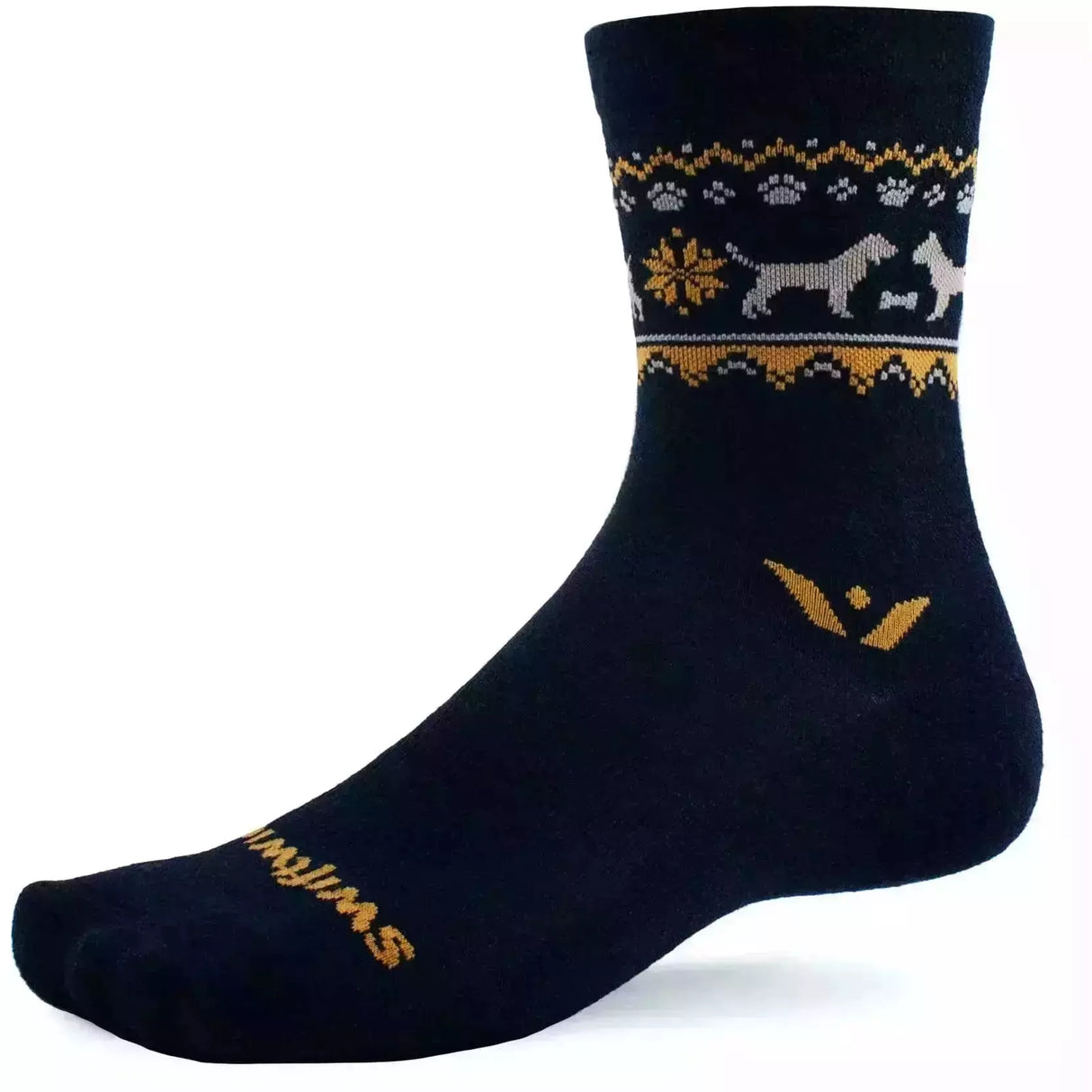 Swiftwick Vision Five Winter Limited Edition Crew Socks - Medium / Pawliday Navy
