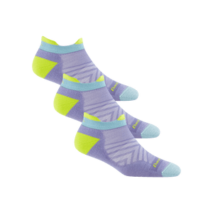 Darn Tough Womens Run No Show Tab Light Cushion Ultra-Lightweight 3-Pack Socks  -  Medium / Lavender