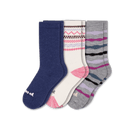 Pacas Womens Alpaca Crew 3-Pack Socks  -  Medium/Large / Navy/White/Gray Wave