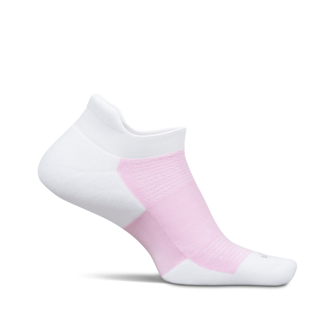 Feetures High Performance Max Cushion No Show Tab Socks  -  Small / White Lily