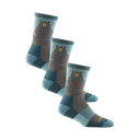 Darn Tough Womens Bear Town Micro Crew Lightweight Hiking 3-Pack Socks  -  Medium / Aqua