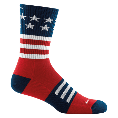 Darn Tough Mens Captain Stripe Micro Crew Lightweight Hiking Socks  -  Small / Stars and Stripes