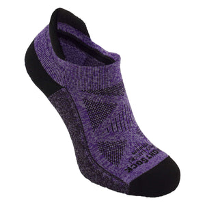 Wrightsock Run Luxe Single Layer Tab Socks  -  Small / Purple Black Tye Dye