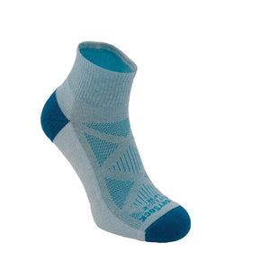 Wrightsock Run Luxe Single Layer Quarter Socks  -  Small / Turquoise