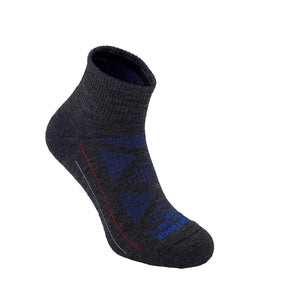 Wrightsock Merino Trail Single Layer Quarter Socks  -  Small / Gray/Blue