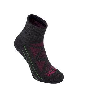 Wrightsock Merino Trail Quarter Socks  -  Small / Grey/Fuschia