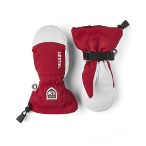 Hestra Junior Army Leather Heli Ski Mittens  -  3 / Red