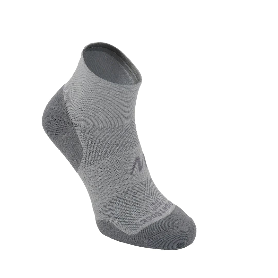 Wrightsock Racer Single Layer Quarter Socks  -  Small / Grey Heather