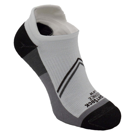 Wrightsock Distance No Show Tab Socks  -  Small / White/Grey Twist