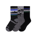 Pacas Mens Alpaca Crew Socks 3-Pack  -  Medium/Large / Black/Mountain Black/Moose Gray