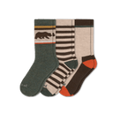 Pacas Mens Alpaca Crew Socks 3-Pack  -  Large/X-Large / Rugby Stripe Hemp/Bear Ivy/Color Block Hemp