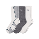 Pacas Mens Alpaca Lightweight Crew Socks 3-Pack  -  Large/X-Large / Striped Sole White-Grey/Solid Charcoal/Solid White