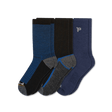 Pacas Mens Alpaca Lightweight Crew Socks 3-Pack  -  Medium/Large / Black Multi Stripe/Striped Sole Black-Blue/Solid Dress Blue