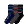 Pacas Mens Alpaca Lightweight Crew Socks 3-Pack  -  Medium/Large / Variegated Stripe Navy/Variegated Stripe Charcoal/Variegated Stripe Black