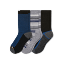 Pacas Mens Alpaca Lightweight Crew Socks 3-Pack  -  Large/X-Large / Black Multi Stripe/Gray Thin Stripe/Black