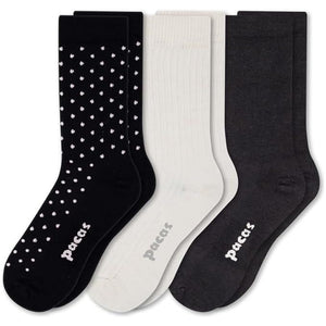 Pacas Womens Lightweight Alpaca Crew 3-Pack Socks  -  Small/Medium / Dot/Basics