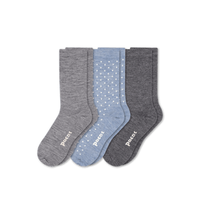 Pacas Womens Lightweight Alpaca Crew Socks 3-Pack  -  Small/Medium / Basic & Dot