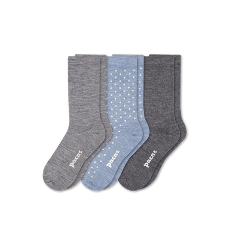 Pacas Womens Lightweight Alpaca Crew Socks 3-Pack  -  Small/Medium / Basic & Dot
