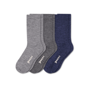 Pacas Womens Lightweight Alpaca Crew Socks 3-Pack  -  Small/Medium / Gray/Charcoal/Navy