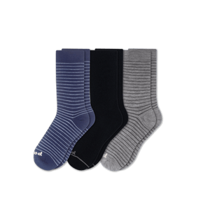 Pacas Womens Lightweight Alpaca Crew Socks 3-Pack  -  Small/Medium / Basic & Stripe
