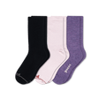 Pacas Womens Lightweight Alpaca Crew Socks 3-Pack  -  Medium/Large / Black/White/Purple
