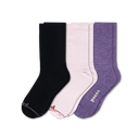 Pacas Womens Lightweight Alpaca Crew Socks 3-Pack  -  Medium/Large / Black/White/Purple
