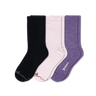 Pacas Womens Lightweight Alpaca Crew Socks 3-Pack  -  Medium/Large / Black/White/Purple