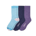 Pacas Womens Lightweight Alpaca Crew Socks 3-Pack  -  Small/Medium / Blue Stripes/Navy/Purple