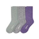 Pacas Womens Lightweight Alpaca Crew Socks 3-Pack  -  Medium/Large / Sage/Gray/Purple