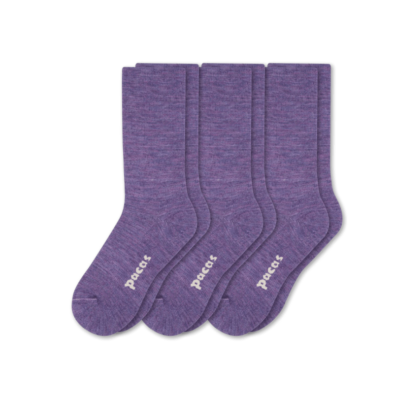 Pacas Womens Lightweight Alpaca Crew Socks 3-Pack  -  Medium/Large / Purple