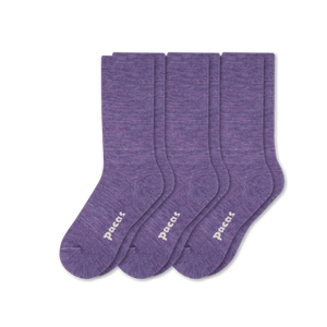 Pacas Womens Lightweight Alpaca Crew Socks 3-Pack  -  Medium/Large / Purple