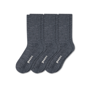 Pacas Womens Lightweight Alpaca Crew Socks 3-Pack  -  Small/Medium / Charcoal