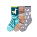 Pacas Womens Alpaca Crew 3-Pack Socks  -  Medium/Large / Teal Alpaca/Orange Stripe/AO Alpaca