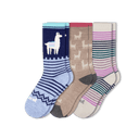 Pacas Womens Alpaca Crew 3-Pack Socks  -  Small/Medium / Blue Alpaca/AO Alpaca/Pink Stripes