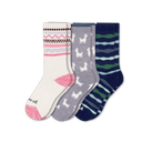 Pacas Womens Alpaca Crew 3-Pack Socks  -  Medium/Large / White/AO Alpaca/Blue Wave