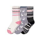Pacas Womens Alpaca Crew 3-Pack Socks  -  Medium/Large / White/AO Alpaca/Gray and Pink Stripe