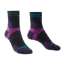 Bridgedale Womens Trail Run Ultralight Merino 3/4 Crew Socks  -  Small / Multi Blue Charcoal/Purple