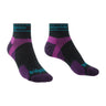 Bridgedale Womens Trail Run Ultralight Merino Low Socks  -  Small / Charcoal/Purple