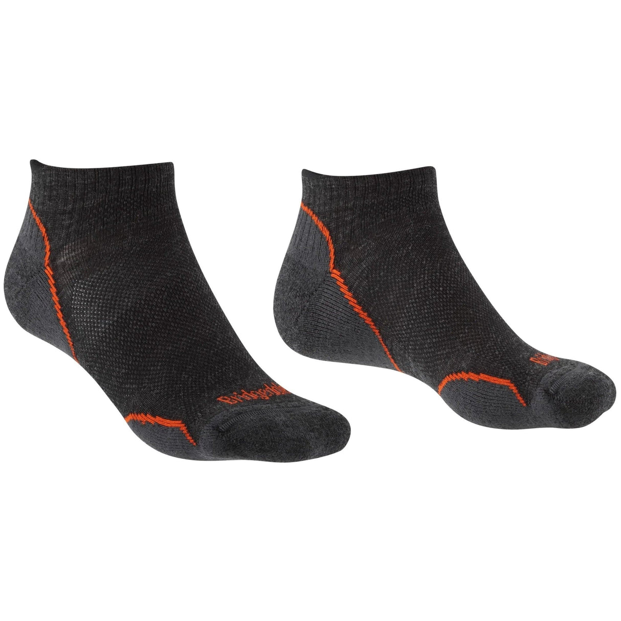Bridgedale Mens Hike Ultralight Merino Low Socks  -  Medium / Anthracite/Orange