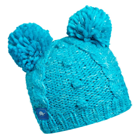 Turtle Fur Kids Fluff Balls Pom Pom Beanie  -  One Size Fits Most / Turquoise