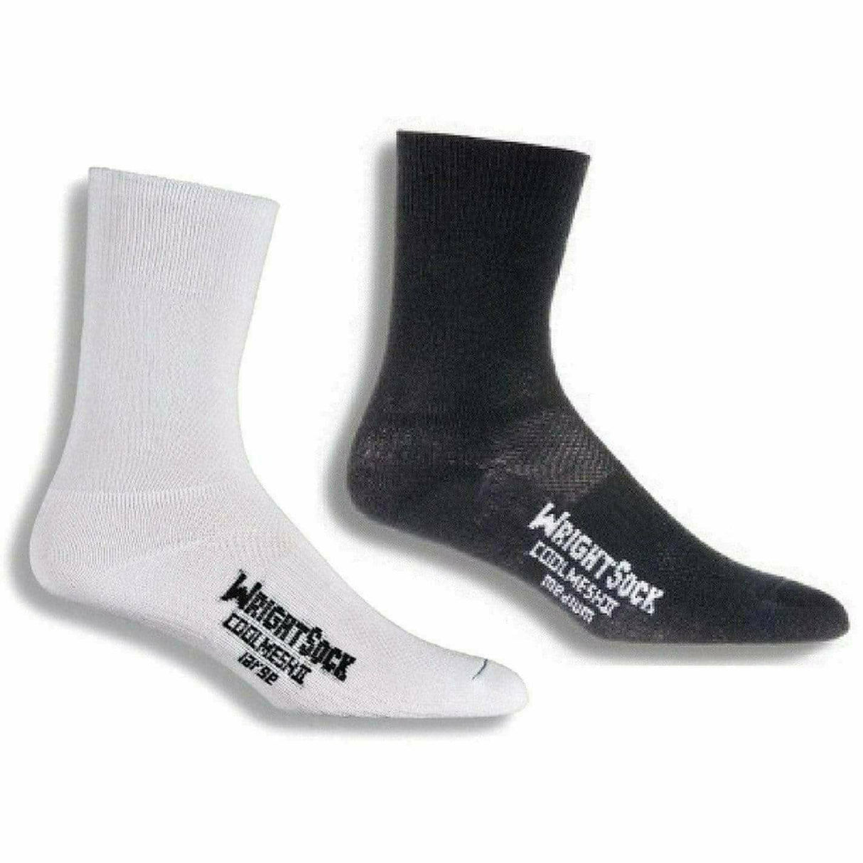 Wrightsock Double-Layer Coolmesh II Lightweight Crew Socks - Clearance  -  Small / Black/White / 2-Pair Pack