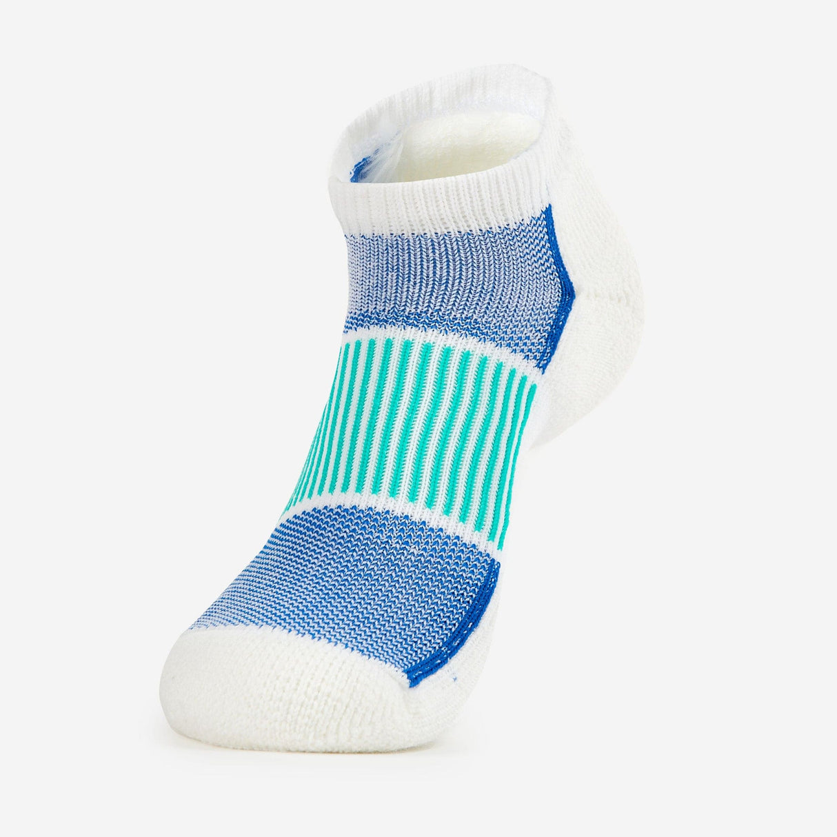 Thorlo Mens 84N Running Maximum Cushion Low Cut Socks  -  Large / White/Blue