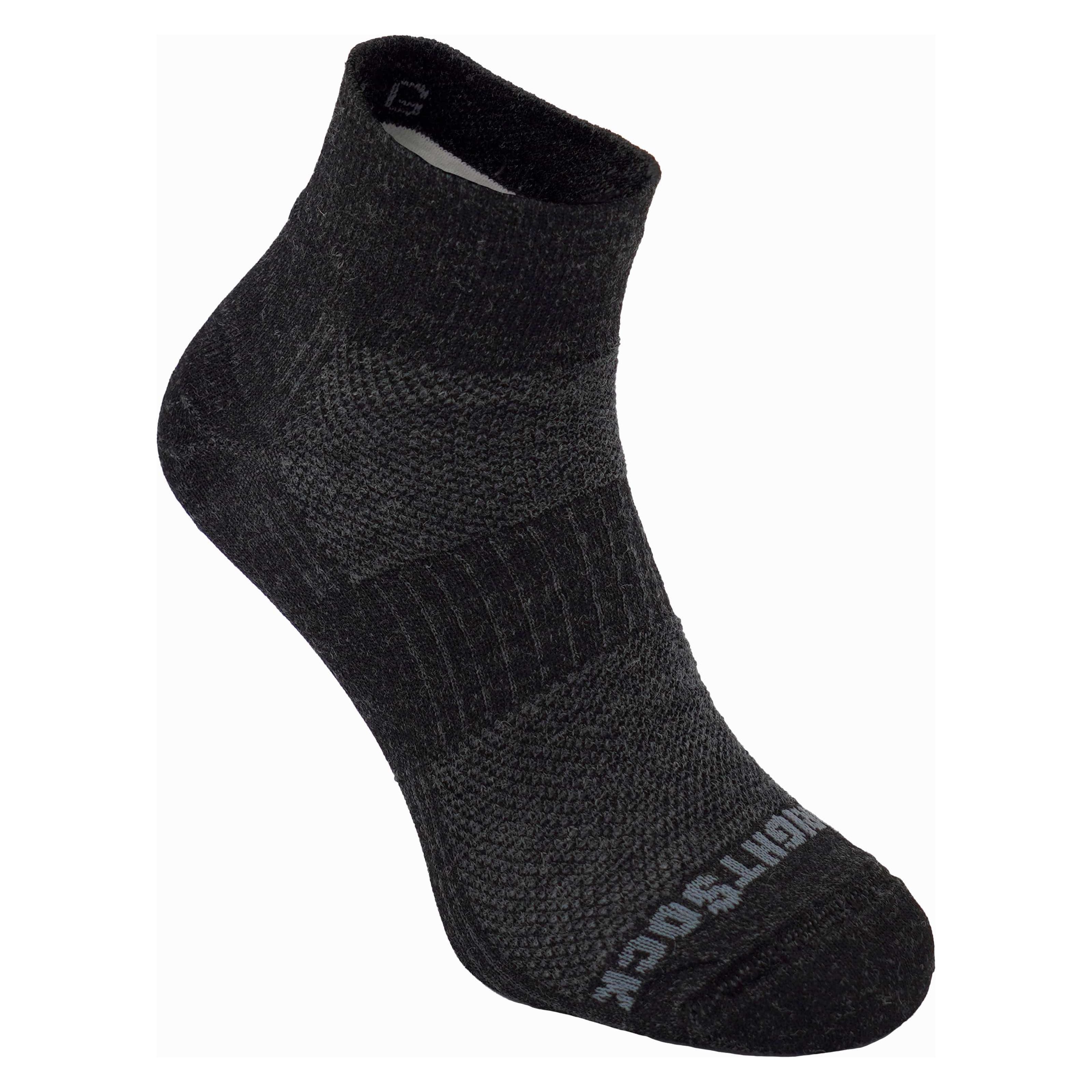 Wrightsock Double-Layer Merino Coolmesh II Quarter Socks  -  Small / Gray/Black