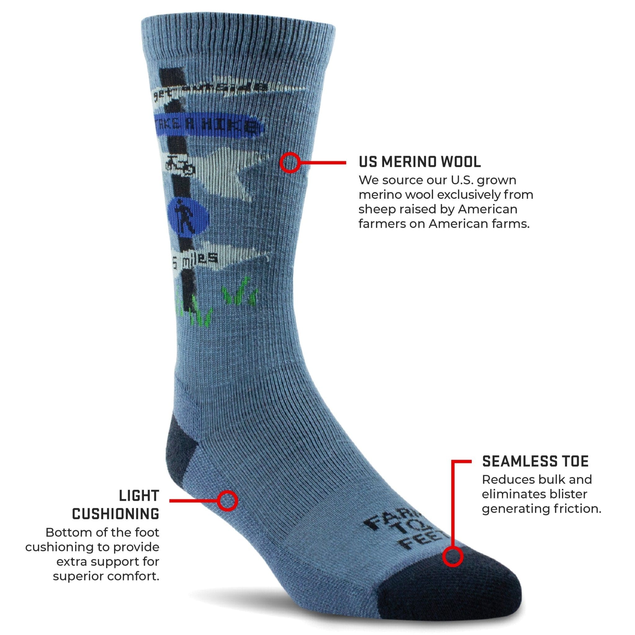 Farm to Feet Zoar Everyday Light Cushion Crew Socks  - 