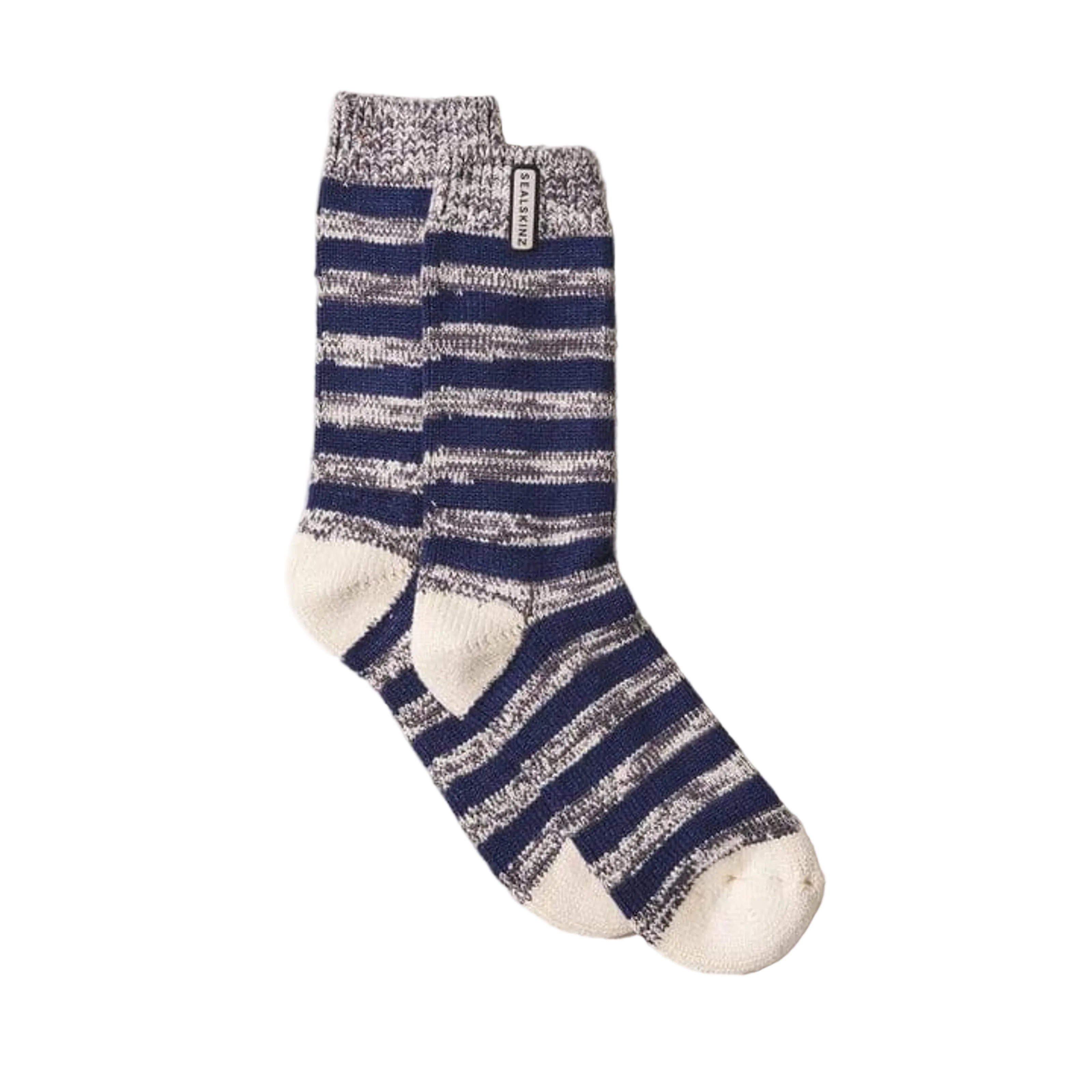 Sealskinz Mens Banham Bamboo Mid-Length Striped Socks  -  Small/Medium / Navy/Gray/Cream