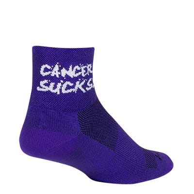 SockGuy Cancer Sucks Purple Classic 3 Inch Crew Socks  -  Small/Medium